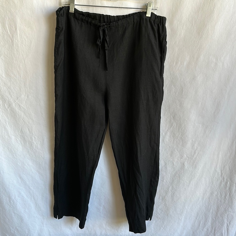 Jams World black linen drawstring pants, size M